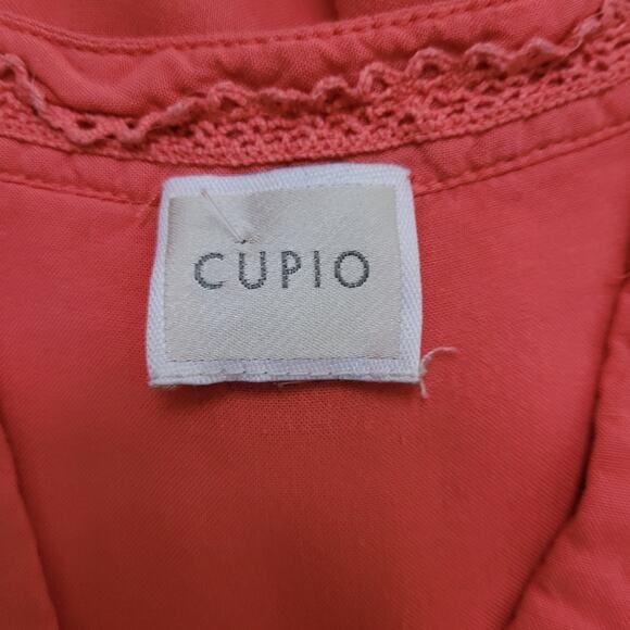 CUPIO Coral Pink Sleeveless V-Neck Asymmetrical Tunic Shift Midi Dress Sz. Small - Picture 6 of 9